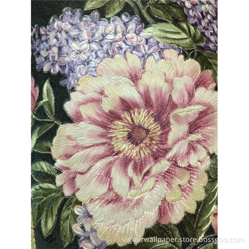 106cm Deep Embossed Flower Pvc Vinyl Waterproof Wallpaper
